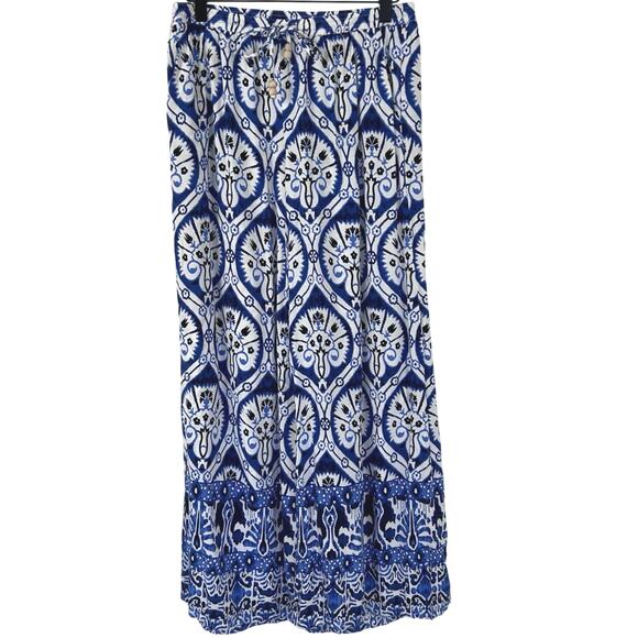 Haute Hippie Pants - Haute Hippie Blue Boho Wide Leg Pants Drawstring Rayon Beach Womens S